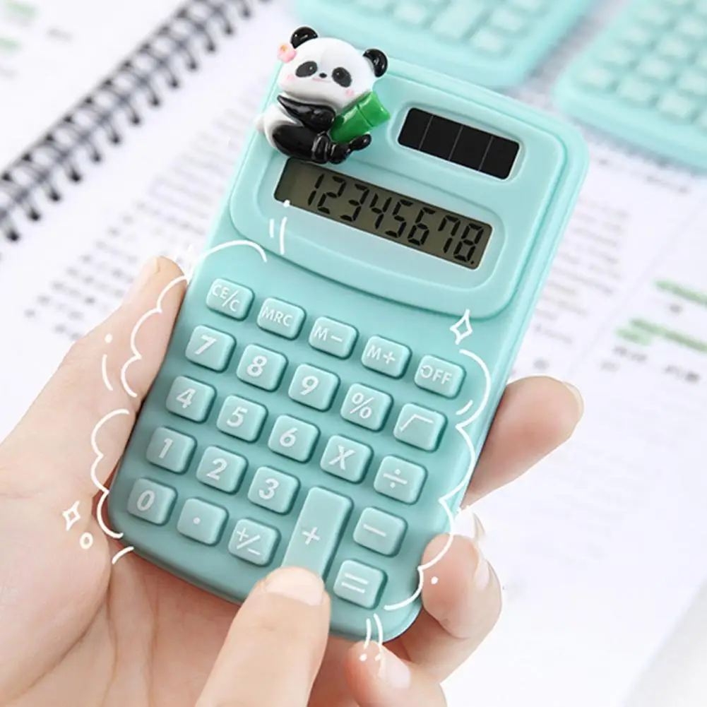 Mini calculadora portátil con forma de Panda, diseño bonito, botones de goma de plástico, ligera, para estudiantes de oficina