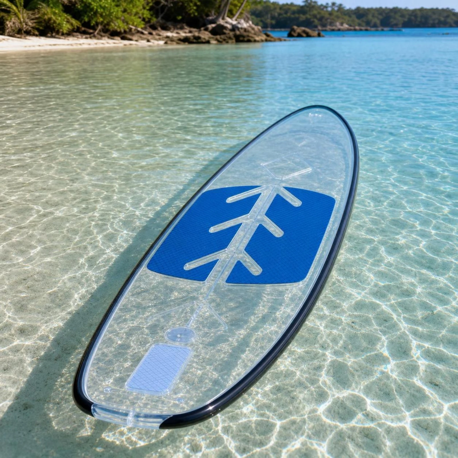 Paddle Board with Transparent Body Clear Inflatable Stand up Paddle Board Adjustable Safe for Beach