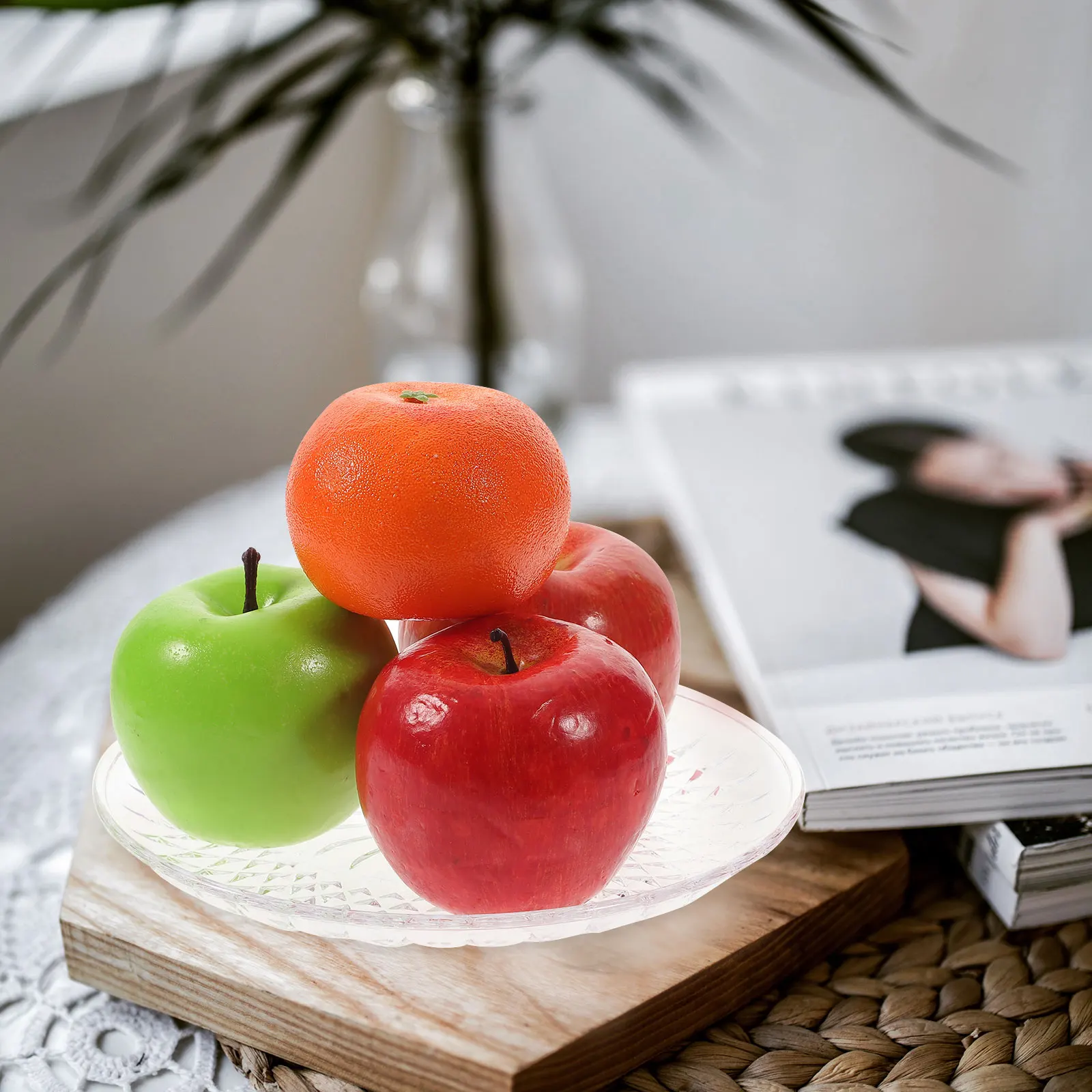 

4Pcs Snack Plate Transparent Acrylic Fruit Tray for Home Office Party Dessert Serving Dish Decorative Storage Holder