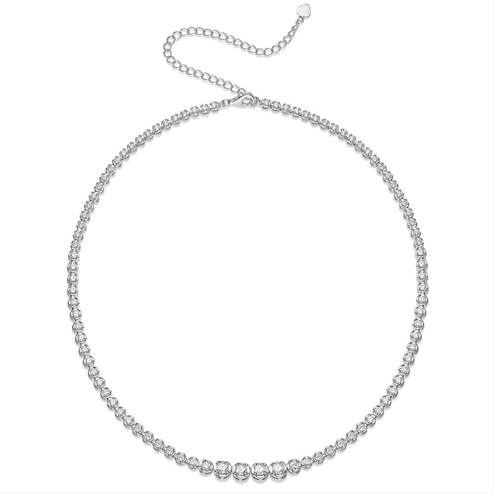 Moissanite Tennis Necklace for Women S925 Sterling Silver Plated Gold 1.2 Carat Diamond Chain Necklaces Wedding Party Jewelry