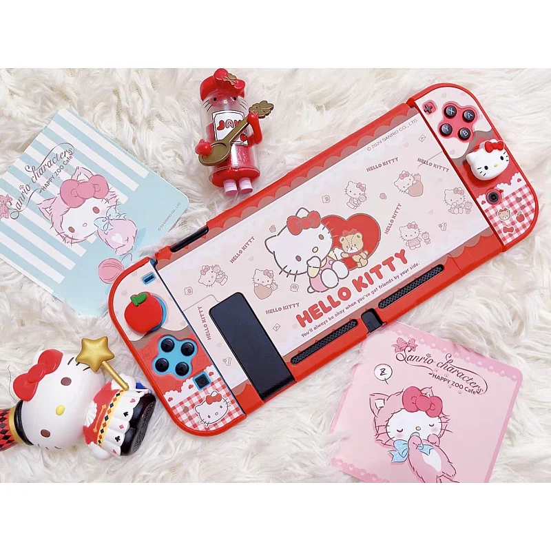 New Game Oled Protective Case Ns Model Plug-in Base Sanrio Cartoon Cute Hello Kitty Pom Pom Purin Hangyodon Game Accessories