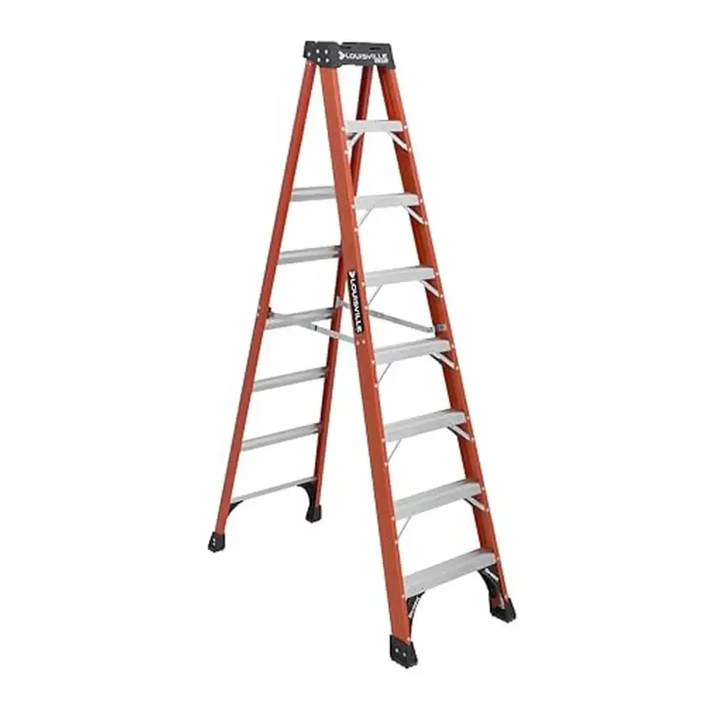 8ft Fiberglass Step Ladder 375lb Load Capacity Type IAA Non-conductive Superior Build Ultimate Stability Meets Safety Standards