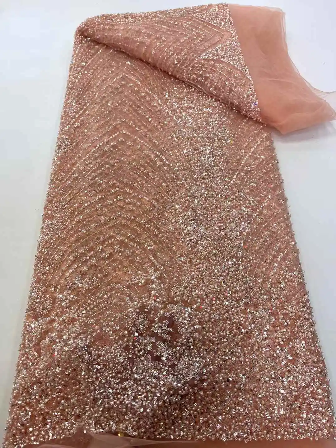 

2025, африканская, французская, нигерийская, элитная тюлевая кружевная ткань с бусинами и блестками, сетка для вышивки, свадебное платье для шитья невесты