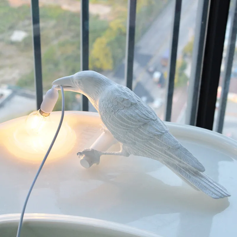 Modern Lucky Bird Table Lamp, Creative Resin Animal Light, Bedroom Bedside, Living Room, Home Decor, Lighting Fixture