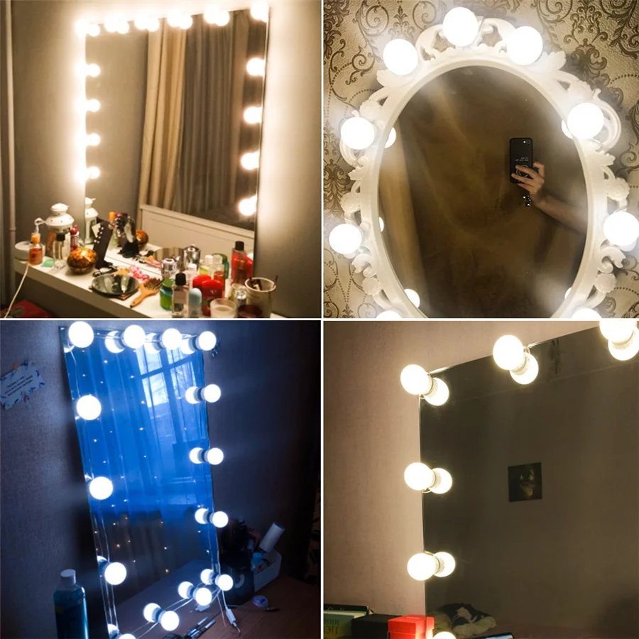 PAMNNY 4/8/10/12 Bulbs LED Vanity Lights USB 5V Professional Makeup Mirror Light Dimming Beauty Fill Light 3 Colors Make Up Lamp