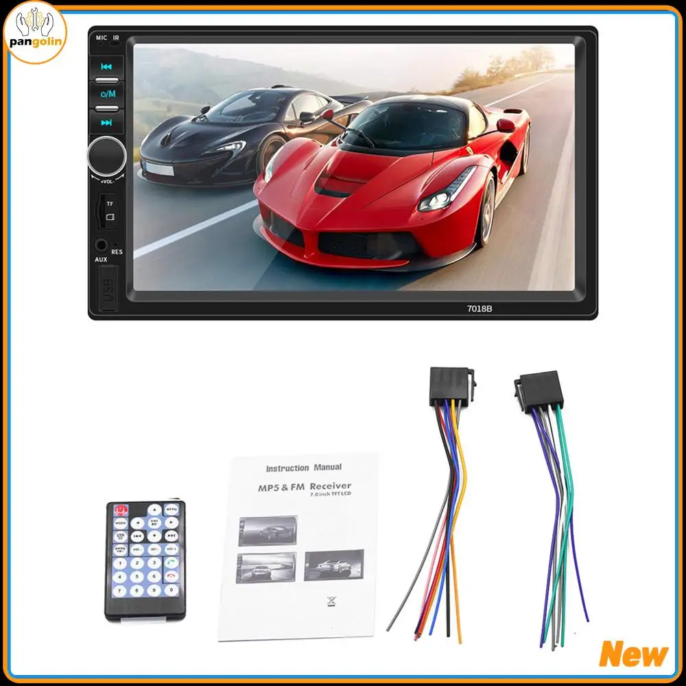 1pc HD 7-inch Car Dual Spindle Mp5 Card Insertion Machine Car Player Bluetooth Touch Screen 7018b with A2DP Hands-free Function