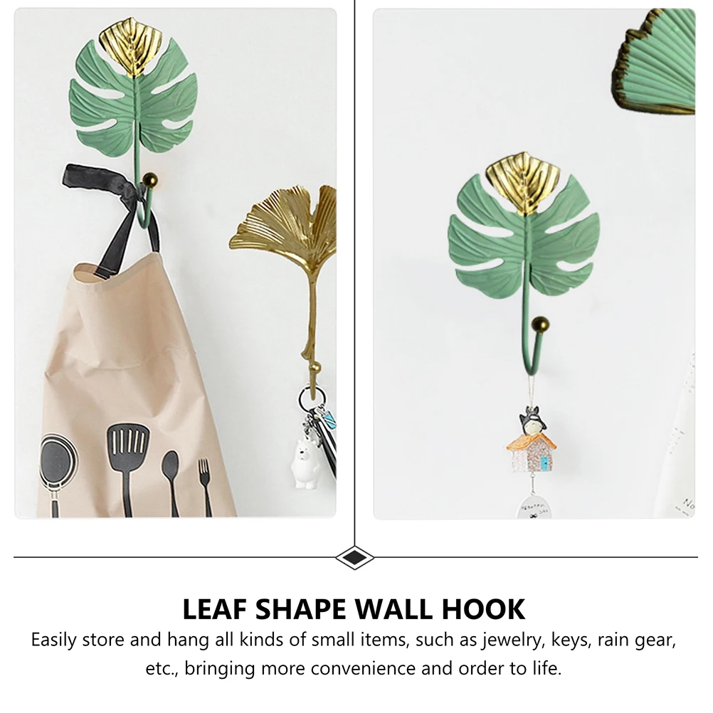 

Wall Hook Thickened Golden Iron Smooth Polishing Leaf Shape Creative Coat Rack Home Decor Hooks Hanger Jewelry Keys Storage