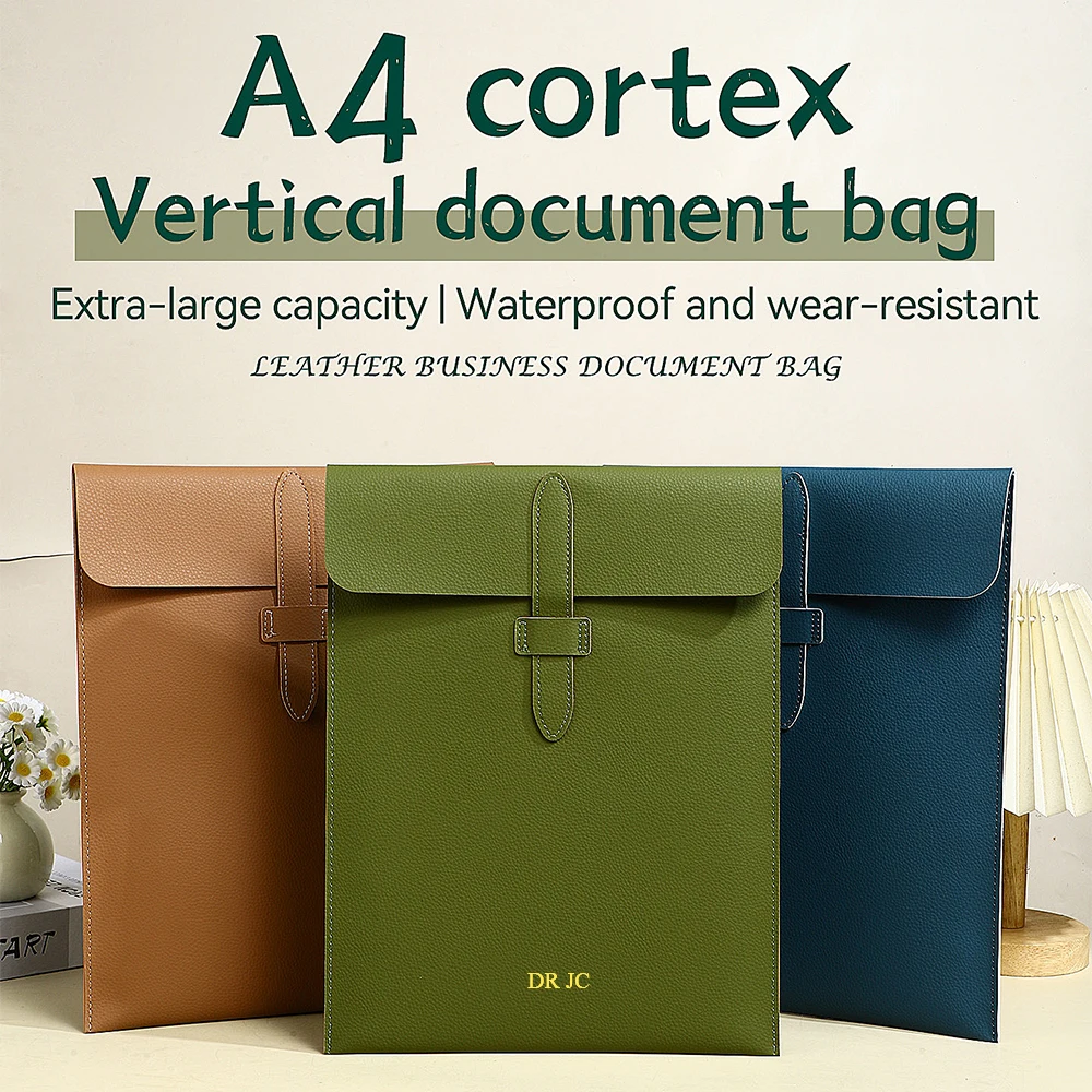 Business Office Leather Personalized Document Bag A4 Paper 13 Inch Laptop Bag Custom Name Luxury Wholesale Versatile Storage Bag
