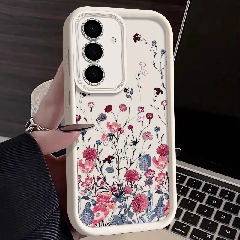 Romantic Flowers Soft Case For Samsung Galaxy S24 S23 S22 Ultra Plus S21 S20 FE A55 A34 A15 A35 A52 A53 A54 Silicone Phone Cover