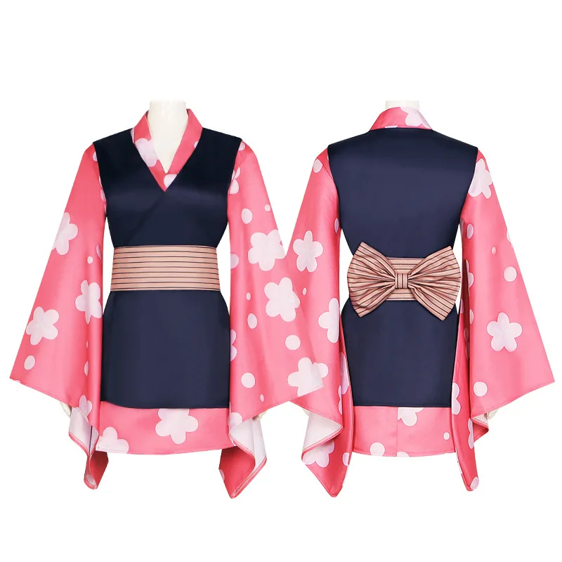 Kostum Cosplay Anime Makomo seragam Kimono wanita Wig topeng PVC kostum karnaval pesta Halloween