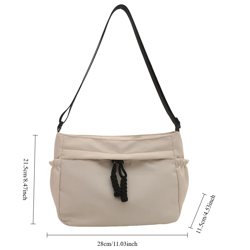 Classic Nylon Black Wheat Zipper Shoulder Bag Women Summer Sports Crossbody Bag Business Commuter Horizontal Shoulder Bag