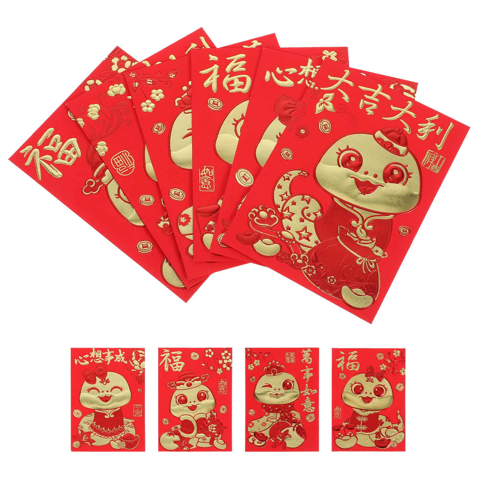 60 Pcs Lai See Red Envelope Bag Chinese Feng New Year Envelopes 2025 Snake Specialty Paper Hong Bao Packets