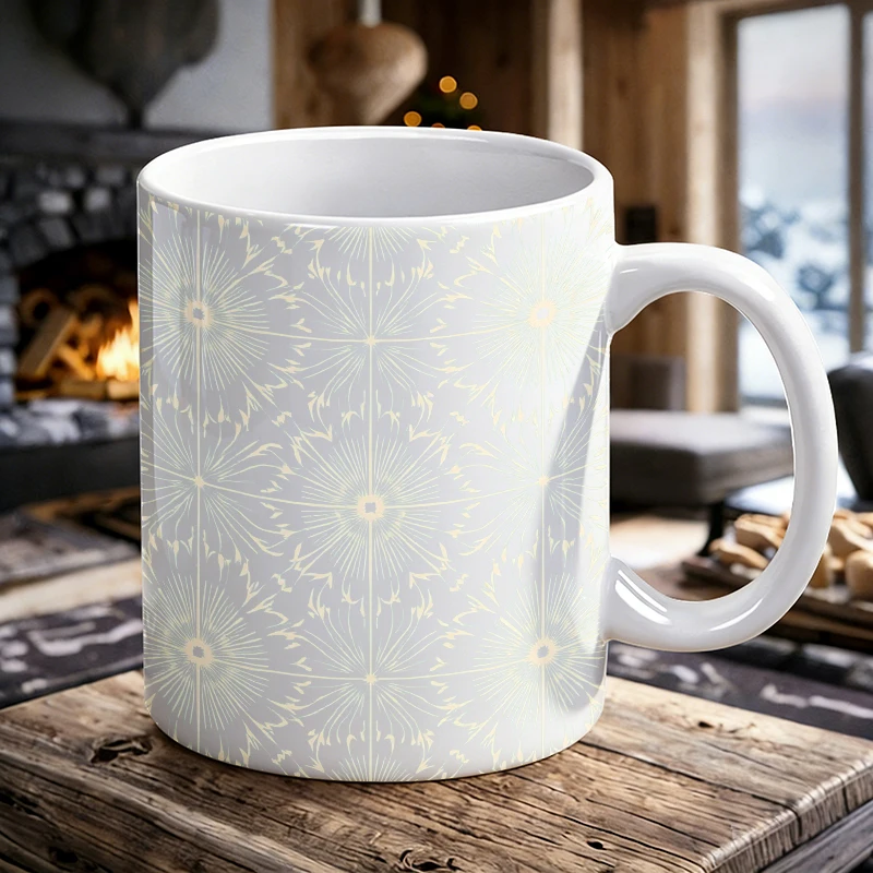

1PCS Elegant Floral Geometric Illustration Ceramic Mug, Coffee Cup, Milk Cup, Office Tea Cup, Drinking Cup, Fade-Resistant,