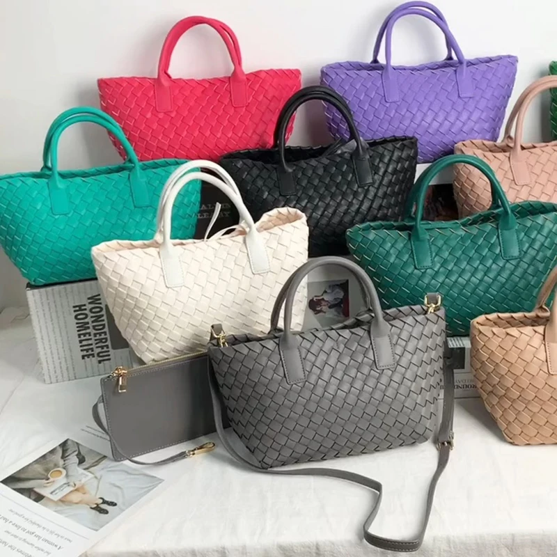 

Small Tote Shoulder Bag High Quality Vegan Leather Handmade Shoulder Bag Set Women Crossbody Handbags and Purses
