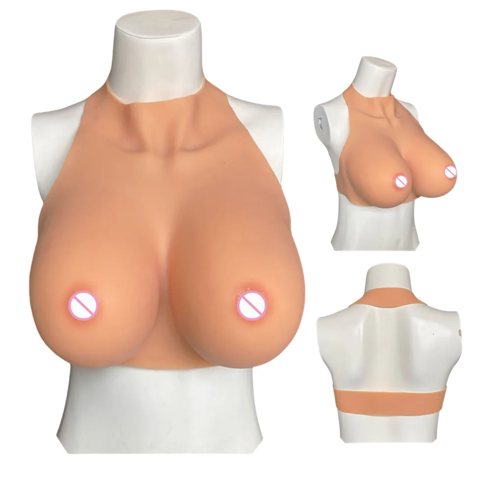 Fake Tits With Nipples Realistic Silicone Breast Forms Bodysuit Crossdresser Chest For Transgender Shemale Cosplay Drag Queen
