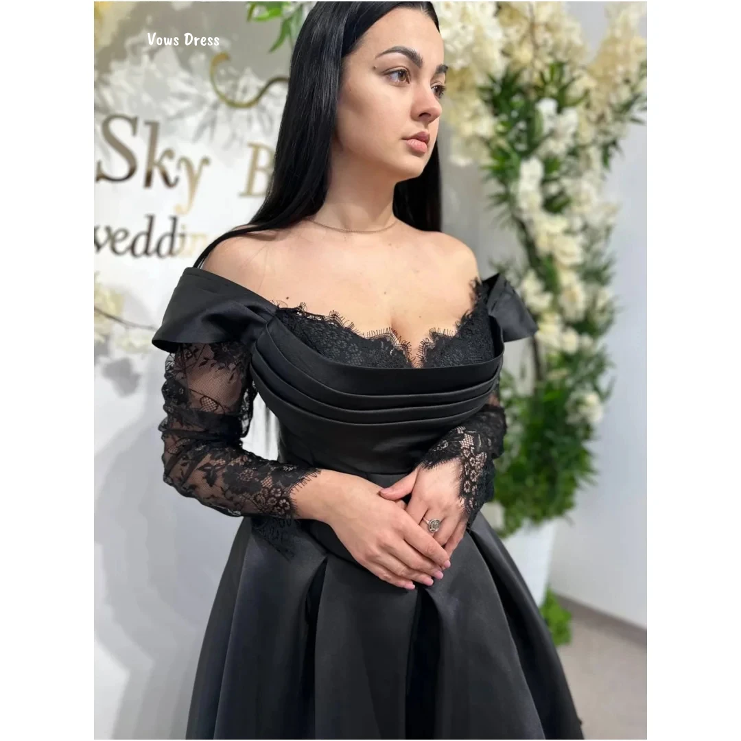 

Vows Black Evening Dresses Woman Elegant Party Dresses 2025 Ball Gown Dress Custom Made Candle Satin Cloth Robe Soiree Prom Gala