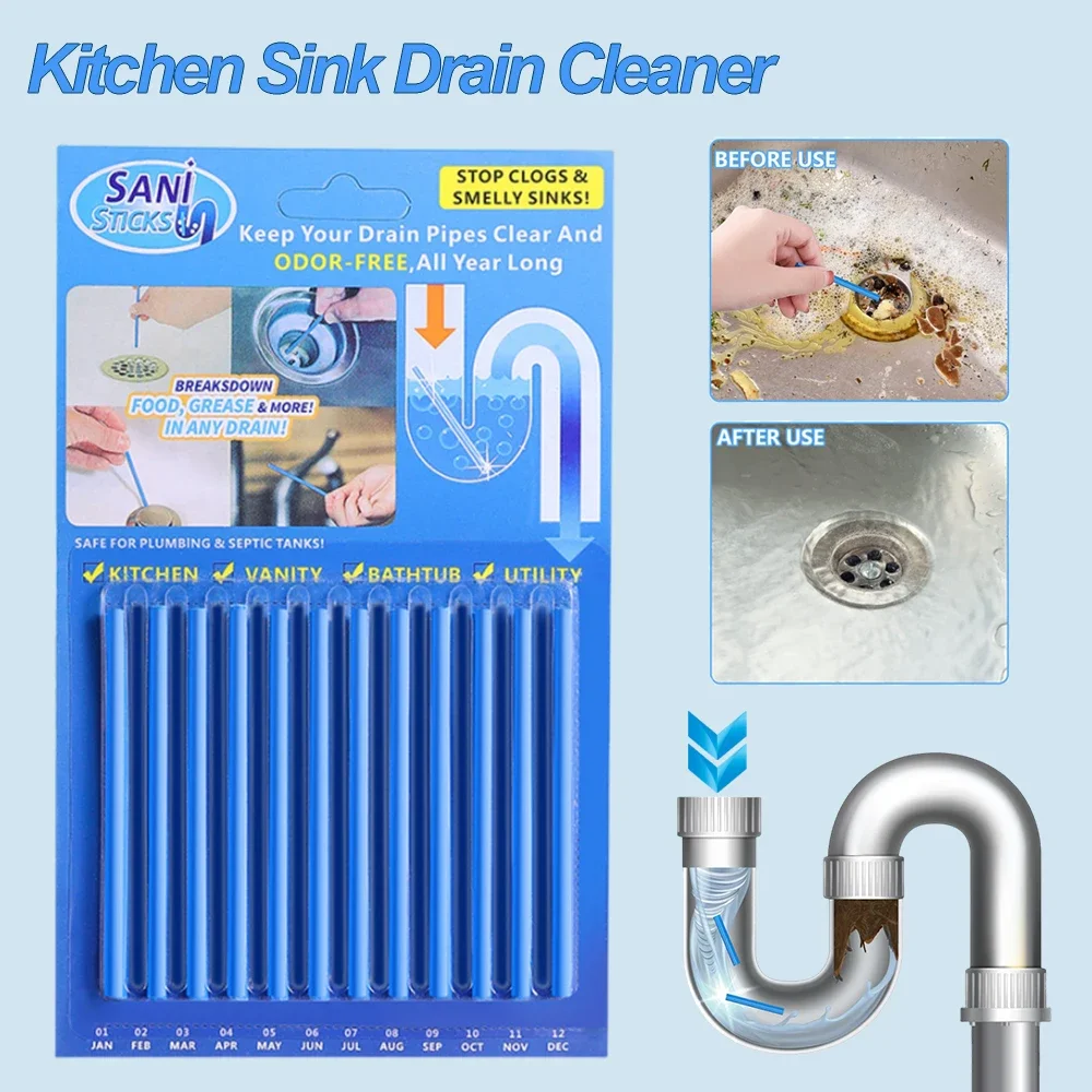 

Kitchen Sink Sewer Cleaning Agent Remove Oil Pollution Washbasin Toilet Bathtub Pipe Cleaning Sticks Household Cleaning Products