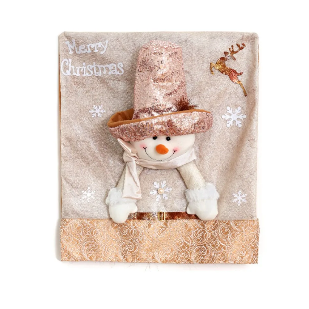 

Cartoon Christmas Chair Cover Soft Stretch Xmas Dinner Chair Seat Cover Removable Glitter Christmas Table Decor Home Decoration