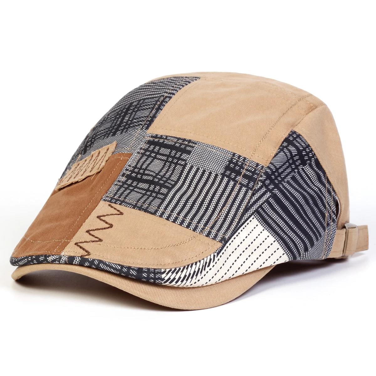 Unisex Bunte Stoff-Spleißmützen Britische Malermützen Frühling Herbst Achteckige Kappe Hip-Hop Baskenmütze – Detail 7