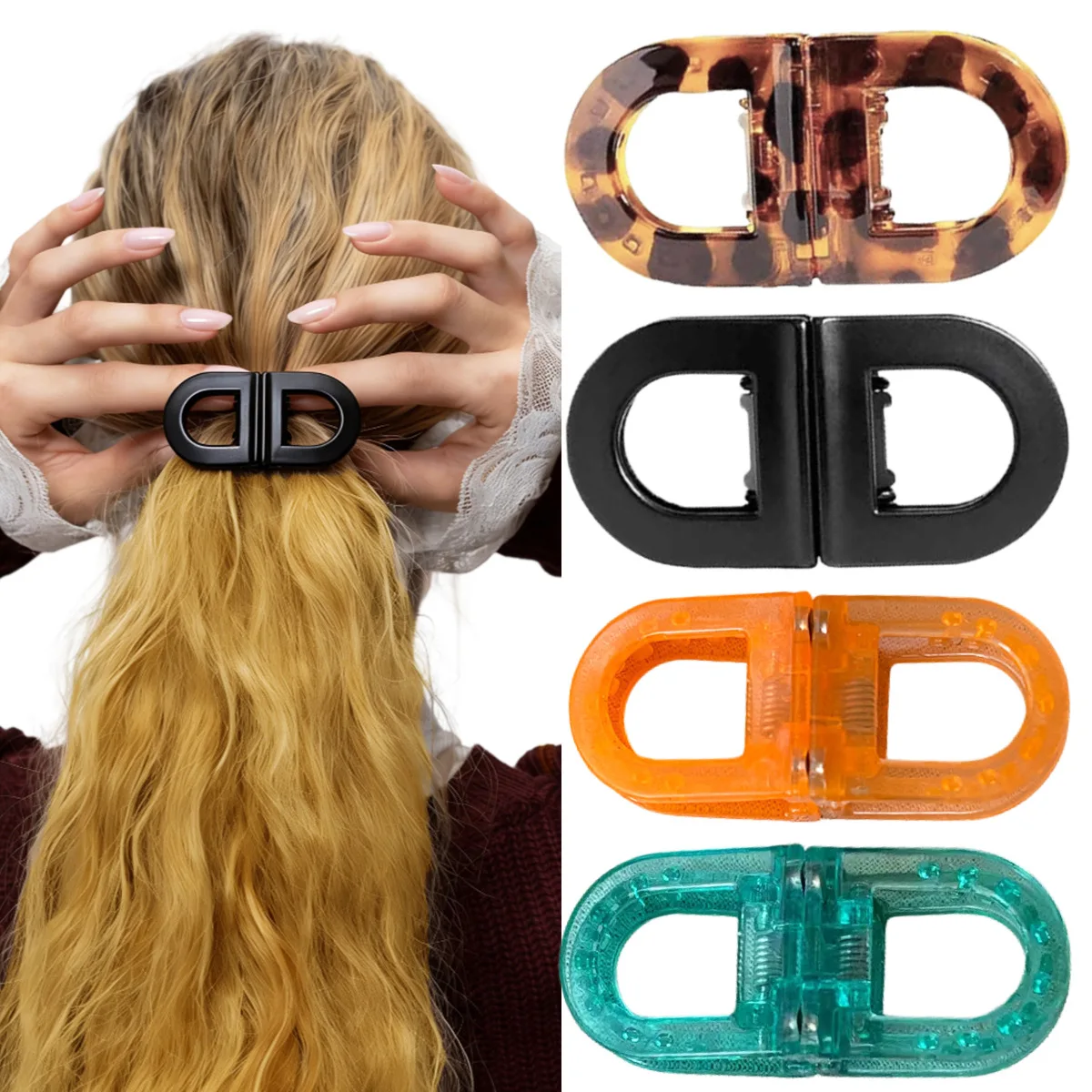 

2026 new cross-border explosion plastic magnetic attraction color transparent hairpin women's fashion versatile headgear hair accessories 1PC