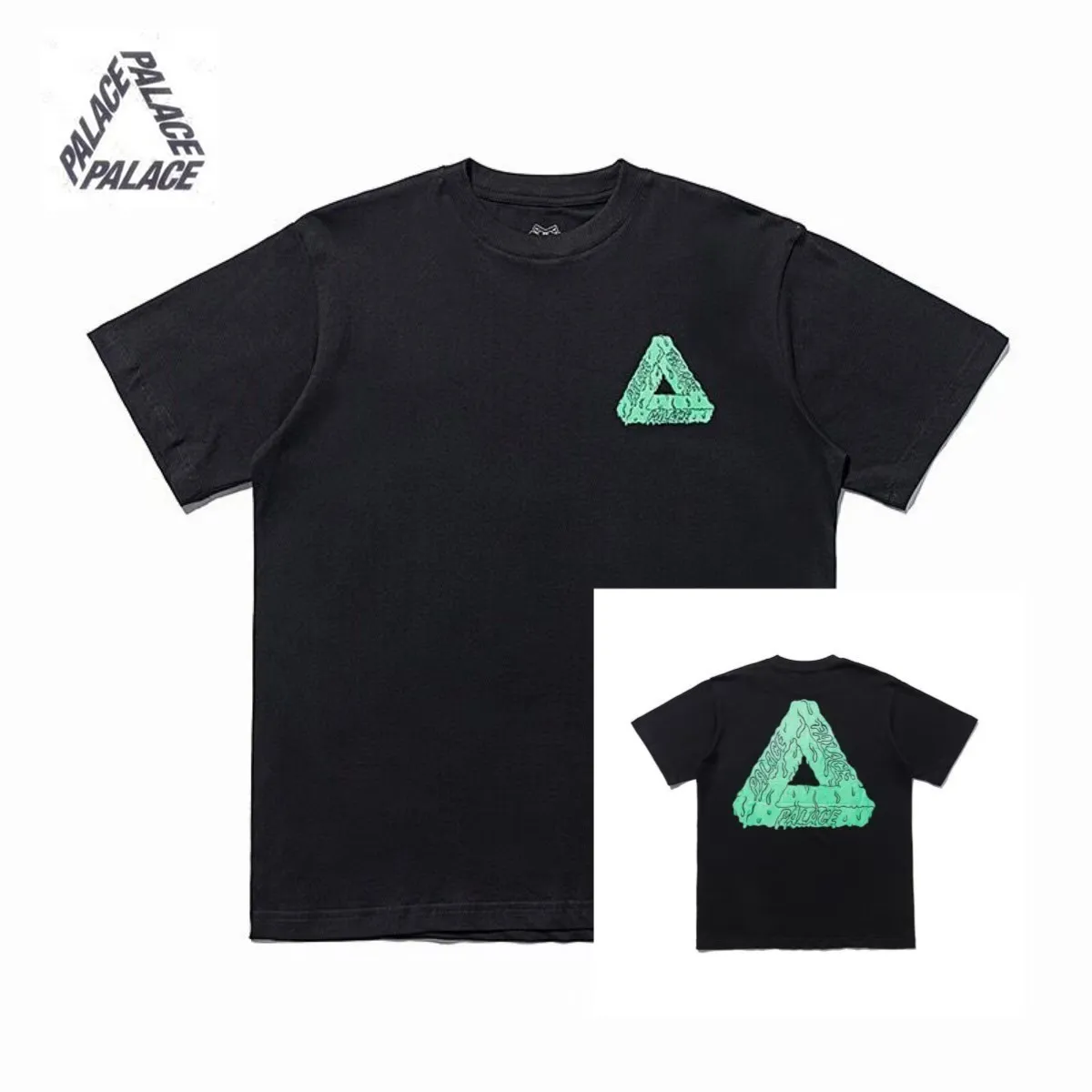 PALACE Camiseta casual de manga corta de algodón puro para hombres y mujeres con estampado de moda europea y americana