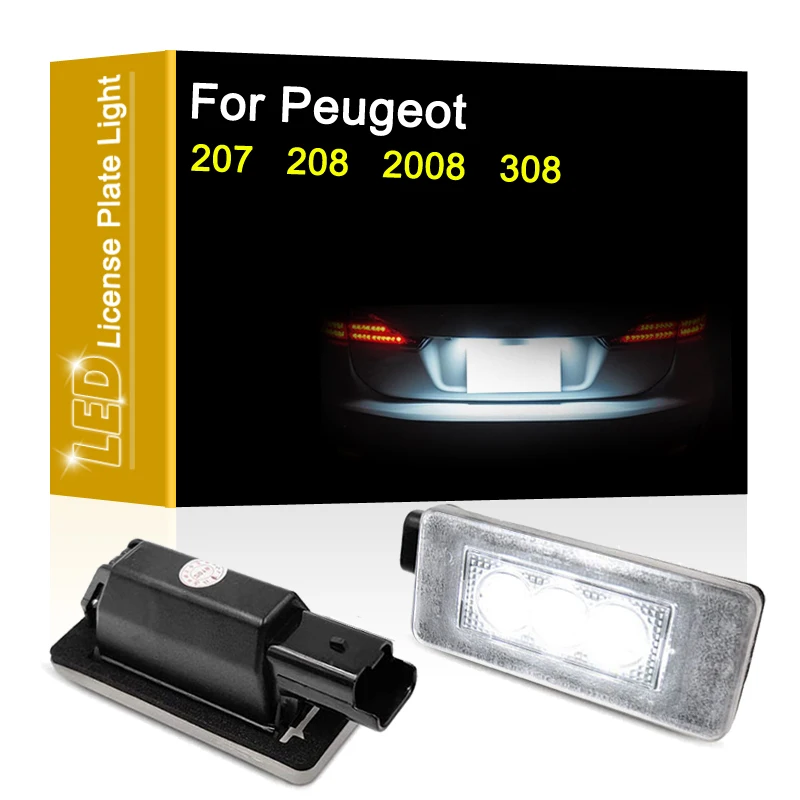 12V LED Number Plate Lamp For Peugeot 207 CC 2007-up 308 MK2 2015-up 2008 2015-up 208 12-16 White License Plate Light Assembly