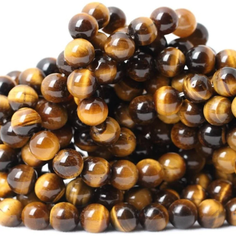 Tiger Eye Loose Beads Natural Gemstone Smooth Round Spacer Bead  for Jewelry Making