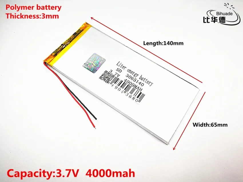 Good Qulity 3.7V,4000mAH,3065140 Polymer lithium ion / Li-ion battery for tablet pc BANK,GPS,mp3,mp4