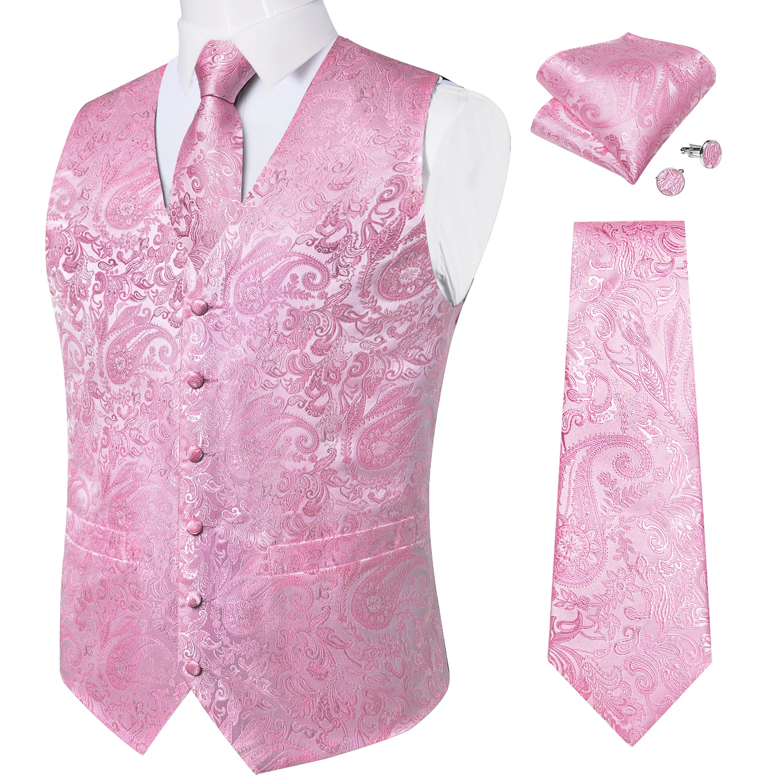 Luxus kleid weiß Paisley Hochzeits weste für Mann Anzug Mode Männer Business Smoking Weste Westen Anzug Krawatte Set Chaleco Hombre – Detail 36