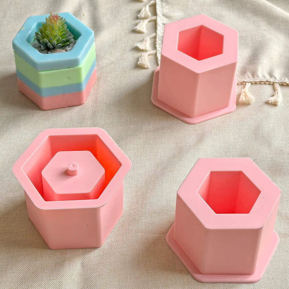 Creative Polygonal Flower Pot Silicone Mold DIY Succulent Plant Concrete Flower Pot Gypsum Cement Mould
