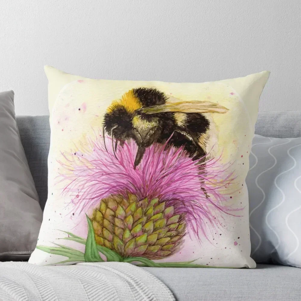 Bee on a Thistle Throw Pillow Bed pillowcases Cushion Cover Set pillow