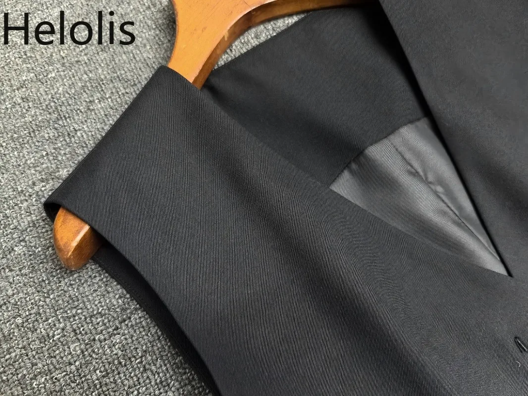 Hellolis 2025 primavera e verão novo c preto sem mangas com decote em v colete de cintura para mulher