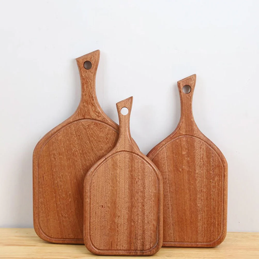 

Black Wood Bread Board Natural Food Tray For Pizza Sushi Steak Serving Wooden Plate Restaurant Style Non-Slip