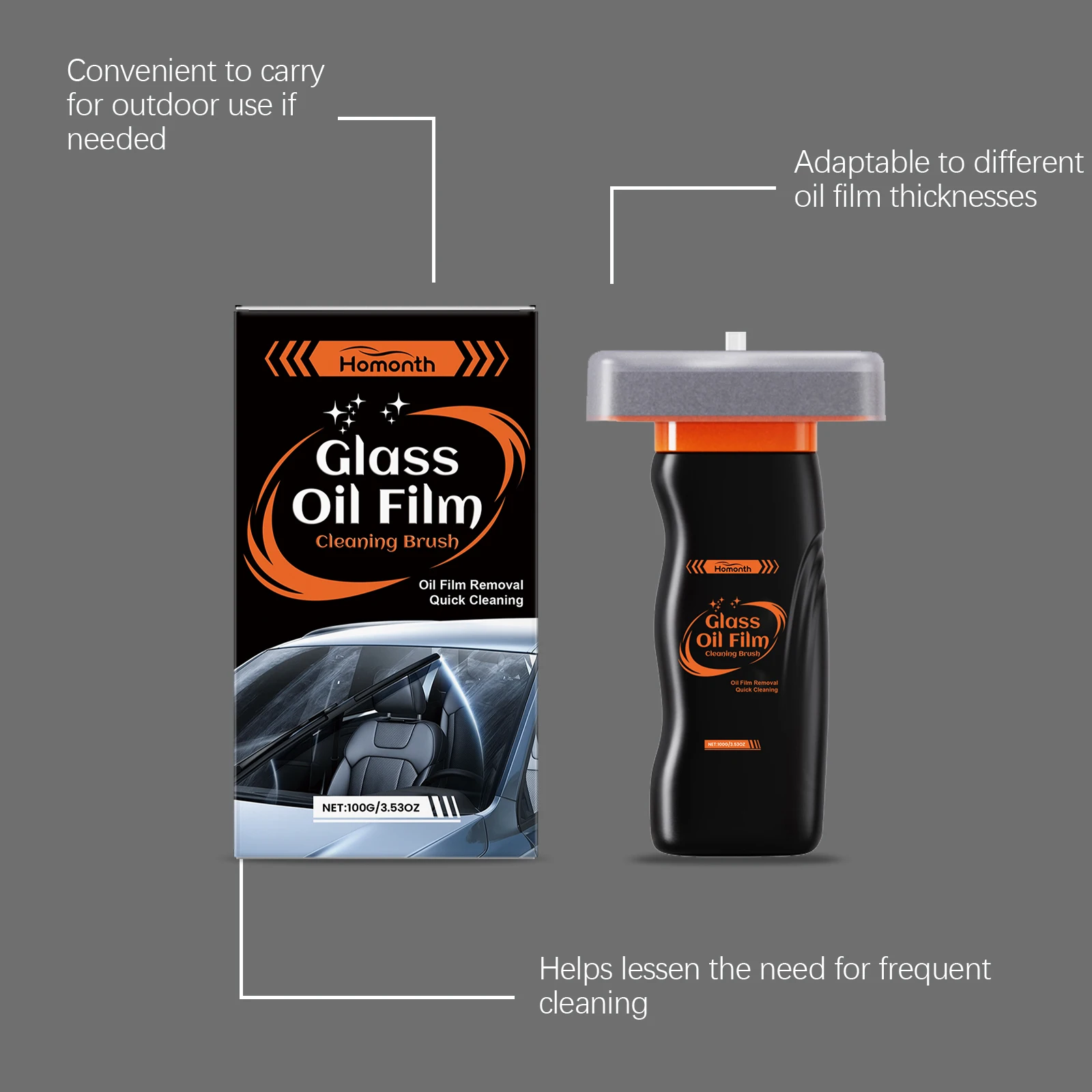 Auto-Glasreiniger, Ölfilm-Entferner, Anti-Beschlag-Spray, Regenschutzbeschichtung, Wasserflecken-Entferner für Windschutzscheiben und Fenster, schnelle Reinigung – Detail 5