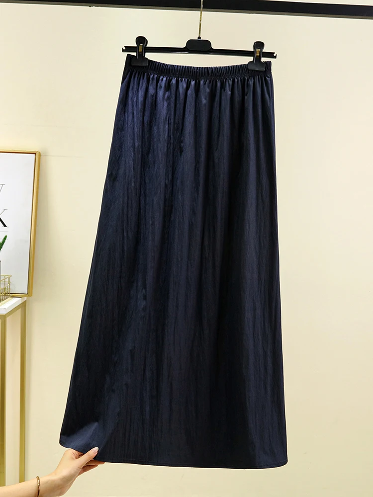 Modal Long Skirt Women's Summer Thin A-Line Midi Dr Loose Slimming Bla Pure Color Ankle-Length Casual Skirts