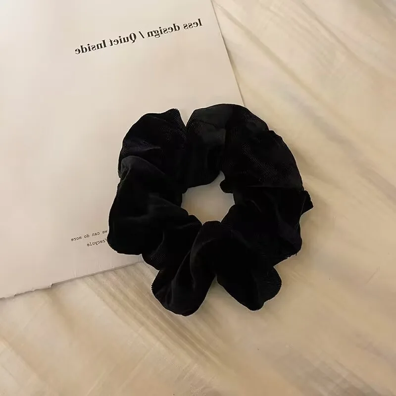 New Plush Soft Soild Color Scrunchie for Women Girls Vintage Elasticity Rubber Bands Ties Ponytail Hair Bands Headwear