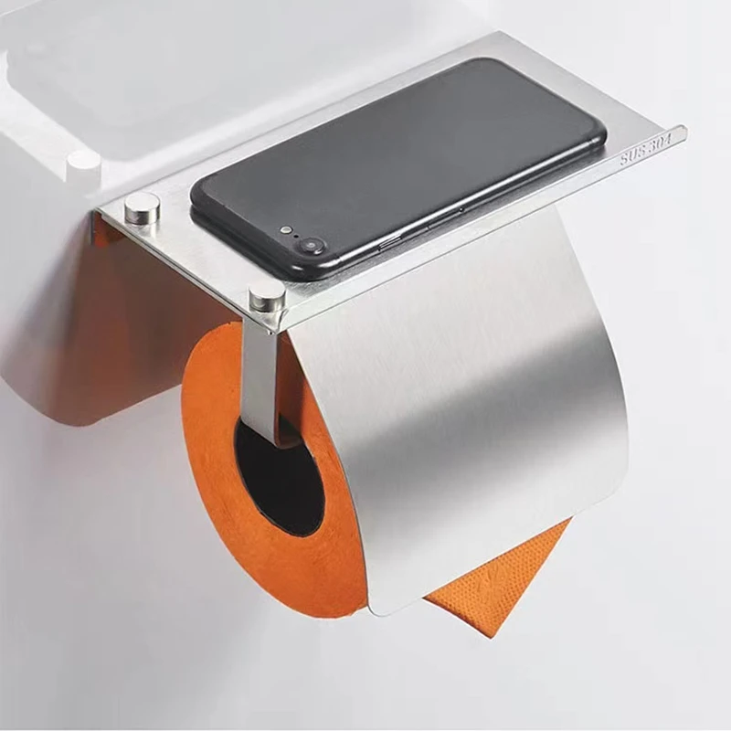 Crochets muraux pour papier toilette T1 en acier inoxydable chromé, étagère de rangement, porte-mouchoirs