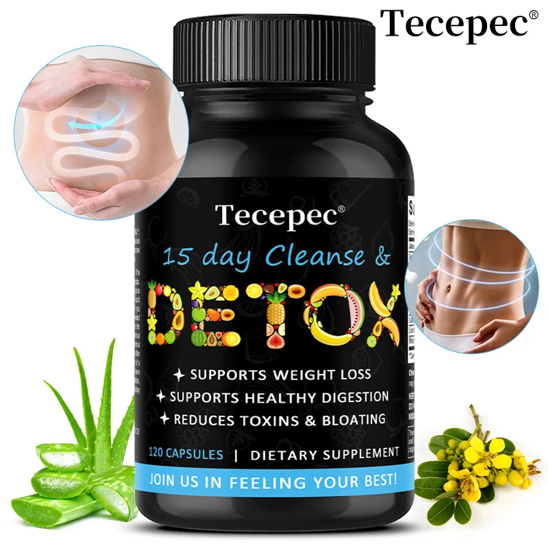 Detox & Cleansing Capsules, Psyllium Husk, Flaxseed & Aloe Vera Gel, Support Respiratory Wellness, Detox & Immune Support
