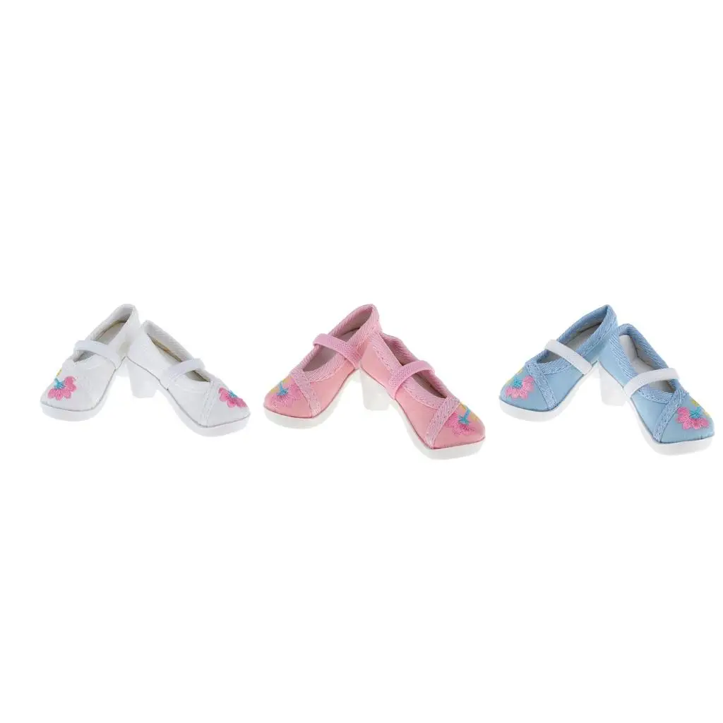 Chaussures à talons de poupée exquises, matériel en tissu, broderie décontractée, chaussures de poupée BJD pour