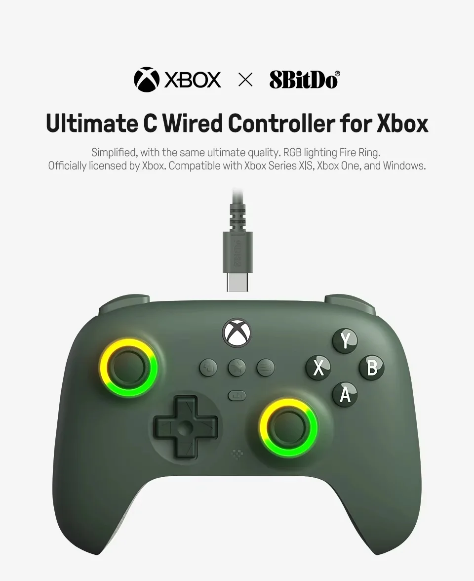 8Bitdo Ultimate C Wired Gaming Controller For Xbox Gamepad For Xbox Series X|S/Xbox One/PC Controller Hall Effect Joysticks