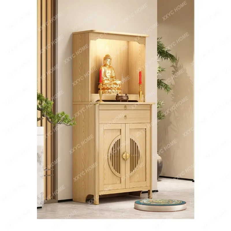 XX Small Buddhist Altar Cabinet with Storage, Luxury Home Shrine Stand for Buddha Statue Incense Burner