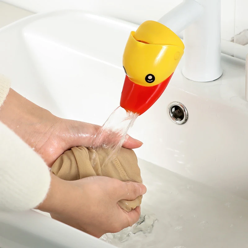 Children Kids Faucet Extender Washing Hands Toy Duck Faucet Extender Cartoon Baby Hand Washing Extension Splash Water Extender