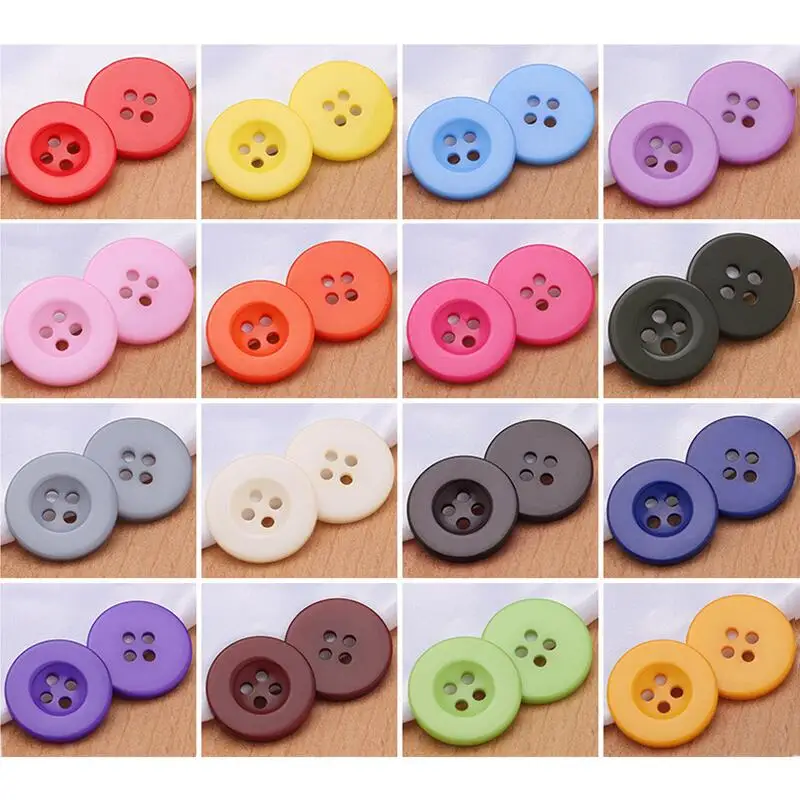 50Pcs/Lot 11.5-25mm Color Four-eye Wide Edge Plastic Buttons Versatile Round Button For Matching &Sewing, DIY Sewing Accessories