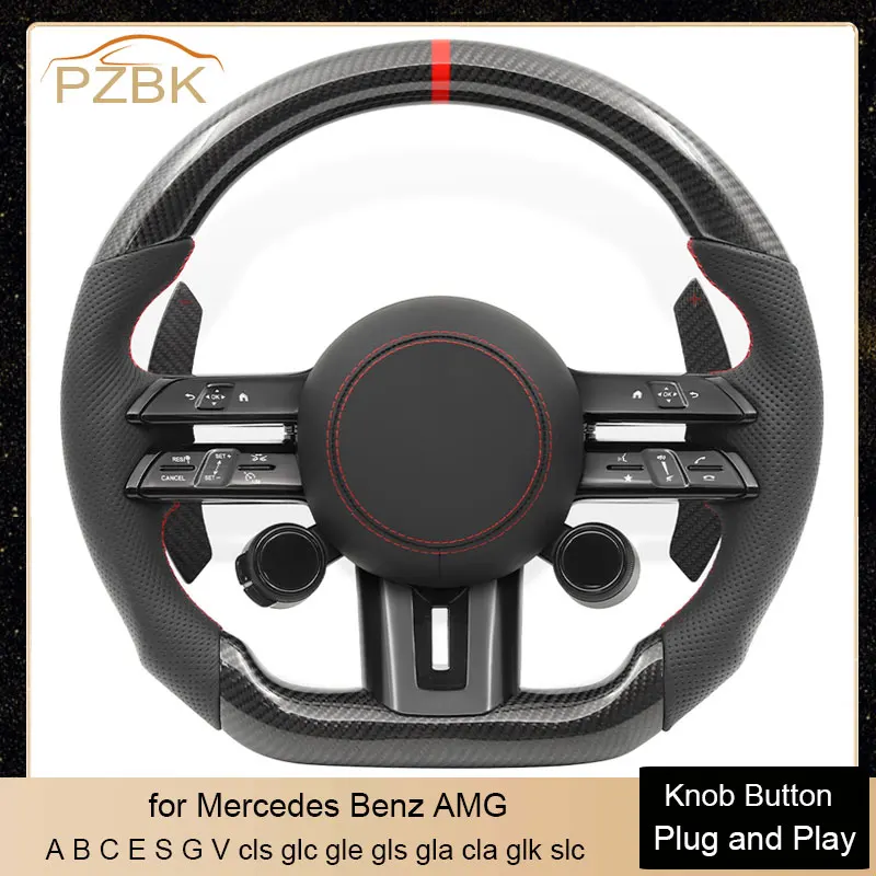 

Knob Button Style Carbon Steering Wheel for Mercedes Benz AMG W204 W205W212 W222 C63C43 W221 GLE 400d C cls glc gle gls gla cla