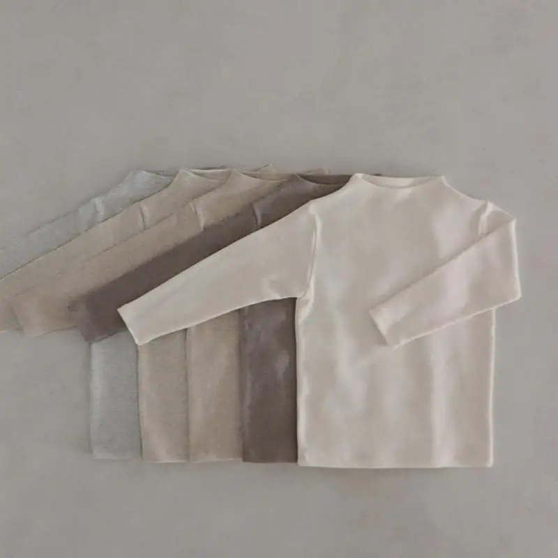 

2026 Spring New Baby Long Sleeve T Shirts Solid Infant Boys Casual Tee Girls Cotton Versatile Bottoming Shirts Toddler Clothes