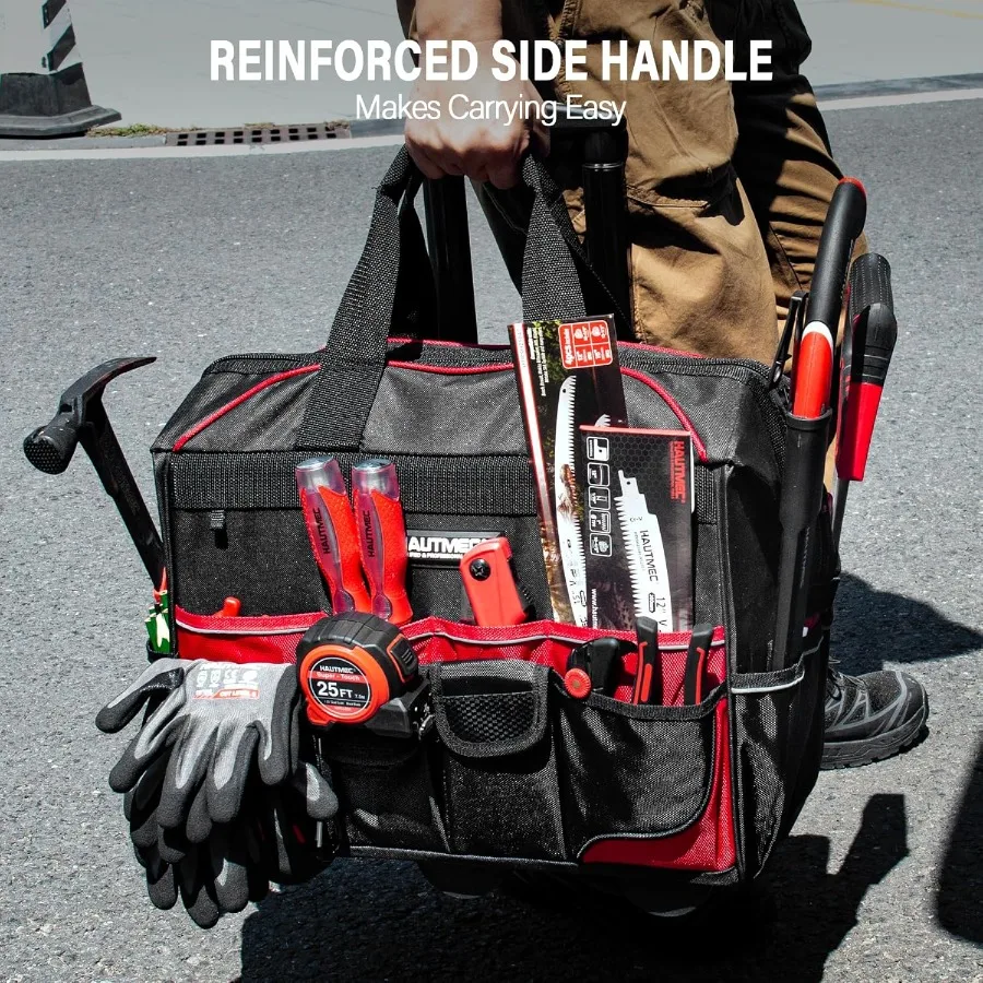 18 حقيبة أدوات دوارة مع عجلات 23 جيب منظم محمول في نسيج الثور المقاوم للماء تصميم واسع الفم عجلات كبيرة الحجم Te #6