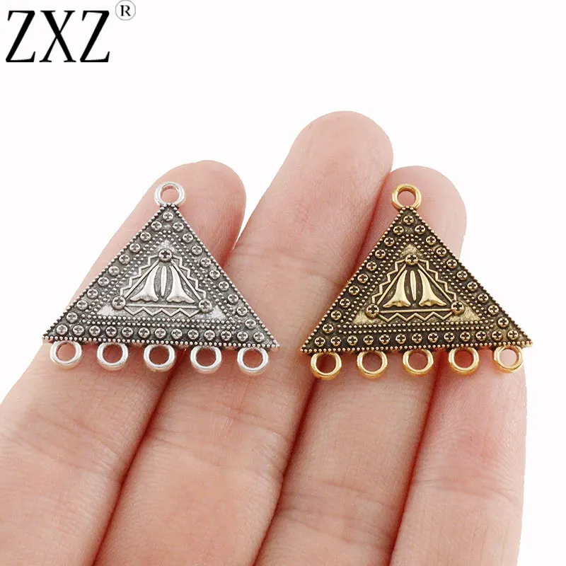 20pcs Silver/Gold Tone Tribal Boho Triangle Connector Charms Pendants for Earrings Jewelry Making Findings