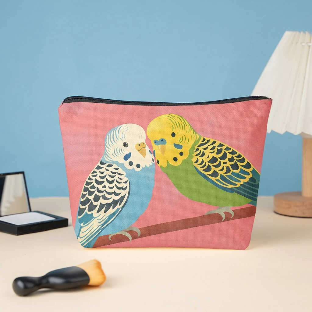 Bolsa de cosméticos 1 unidade, Parakeets Affectionate, carteiras elegantes com zíper, sacos para lanches de trabalho, organizadores de produtos para cuidados com a pele