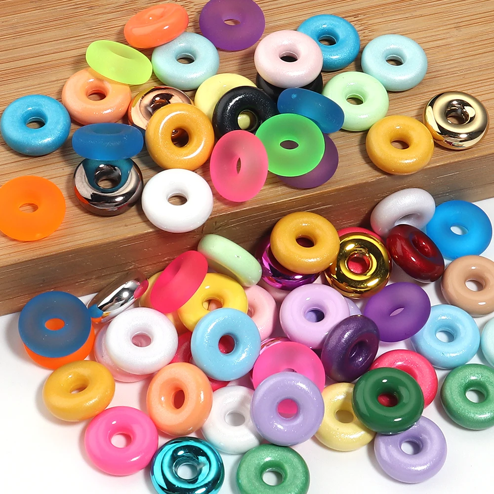 10pcs 14mm Candy Color Acrylic Beads Mixed Color Doughnut Loose Spacer Beads For Jewelry Making DIY Bracelets Necklace Keychain - view 4