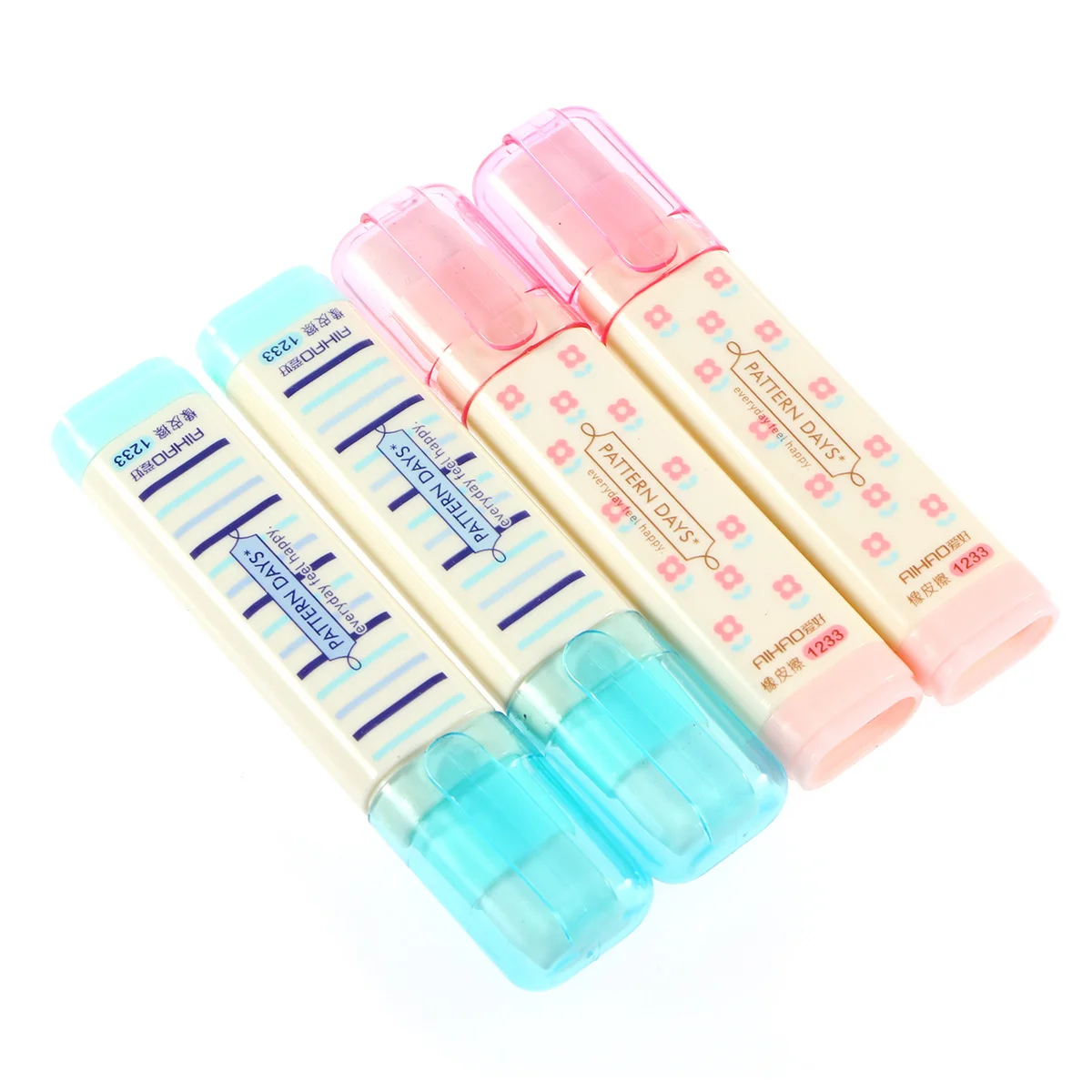 4Pcs Creative Three Layer Pencil Erasers Non-Toxic Recyclable Puzzle Erasers for Kids Three Layer Eraser Pencil Eraser Stick
